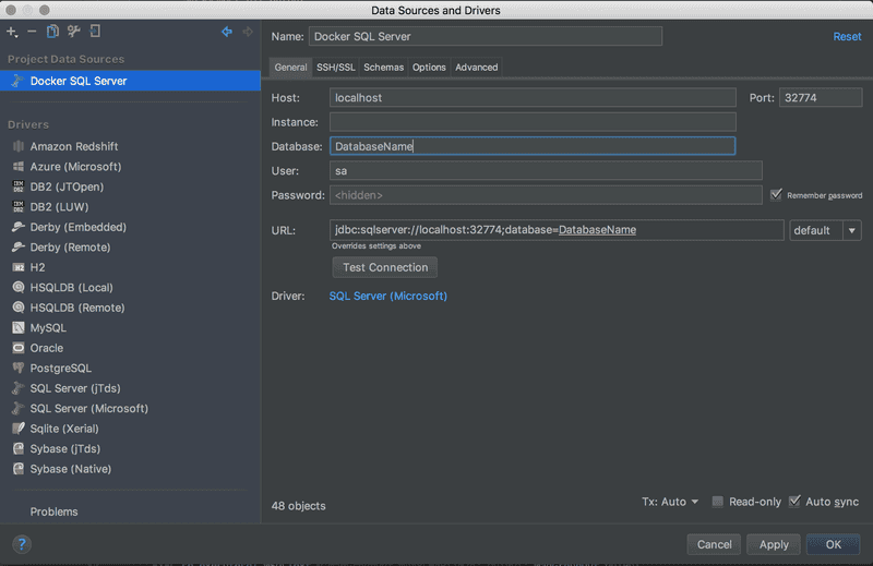 DataGrip SQL Server Connection